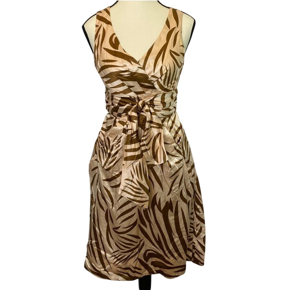 Marc Jacobs Women's Animal Print Silk Blend Midi Dress Size Small Pink and Brown
